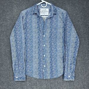 Frank & Eileen Barry Shirt Womens Small Blue Floral Long Sleeve Cotton Italy